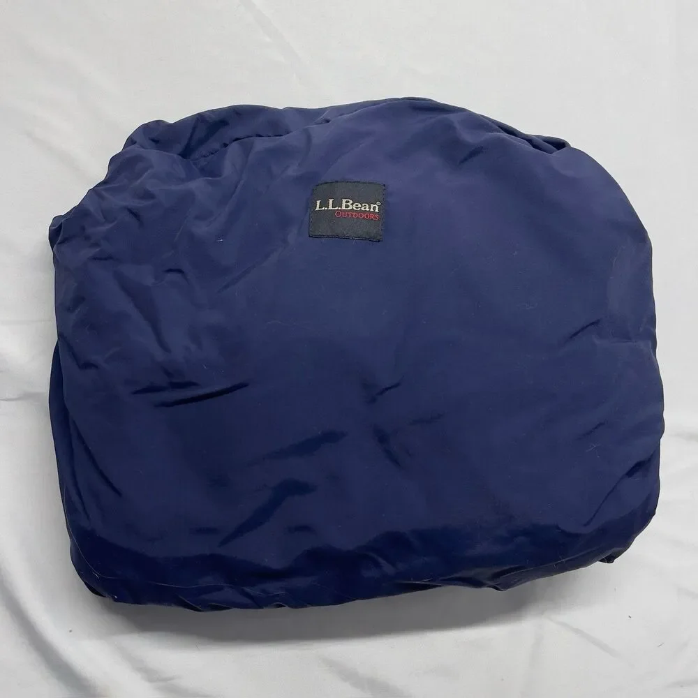 LL Bean Mens XXLT | 2XLT Tall Hooded Packable Windbreaker Navy Hidden Hoodie